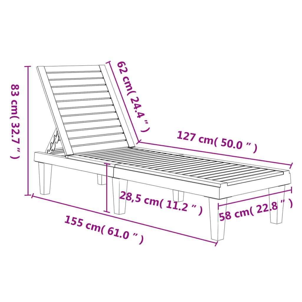 Aurinkotuoli vaaleanruskea 155x58x83 cm polypropeeni hinta ja tiedot | Aurinkotuolit | hobbyhall.fi