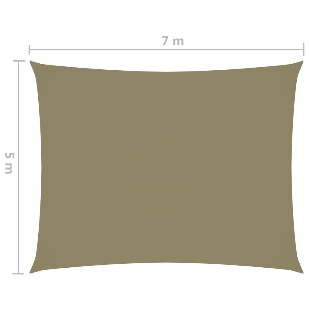 Aurinkopurje Oxford-kangas suorakaide 5x7 m beige hinta ja tiedot | Aurinkovarjot ja markiisit | hobbyhall.fi