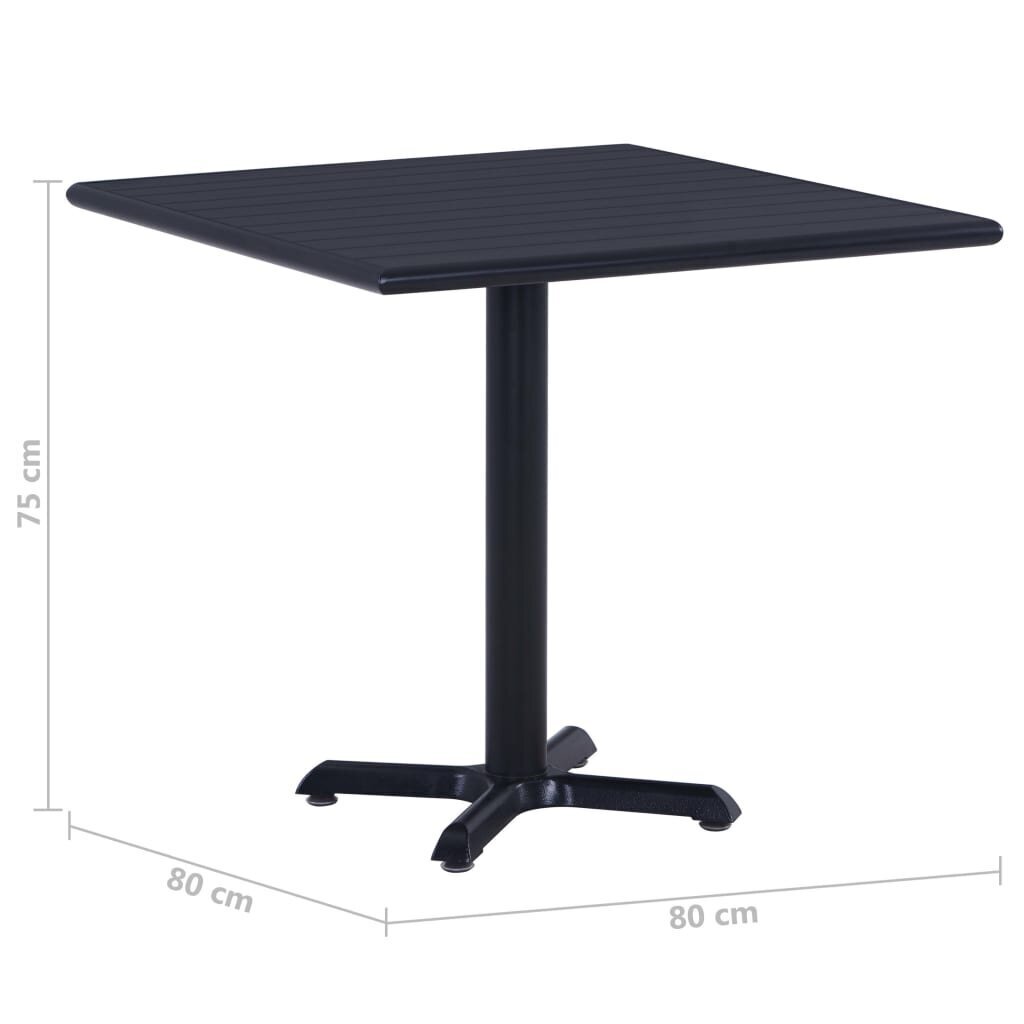 vidaXL Puutarhapöytä musta 80x80x75 cm hinta ja tiedot | Puutarhapöydät | hobbyhall.fi