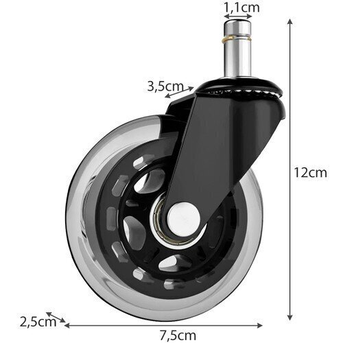 Toimistotuolin pyörät Malatec (5 kpl) hinta ja tiedot | Kalustepyörät | hobbyhall.fi