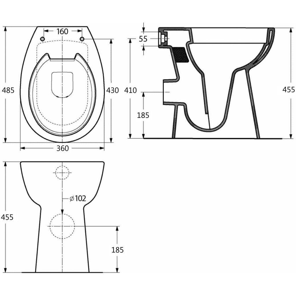 Korkea reunaton WC Soft Close 7 cm korkeampi keraaminen musta hinta ja tiedot | WC-istuimet | hobbyhall.fi