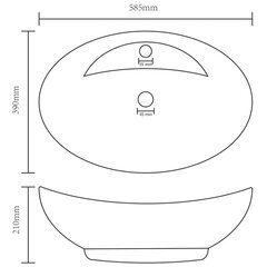 Ylellinen pesuallas ovaali matta kerma 58,5x39 cm keraami hinta ja tiedot | Pesualtaat | hobbyhall.fi