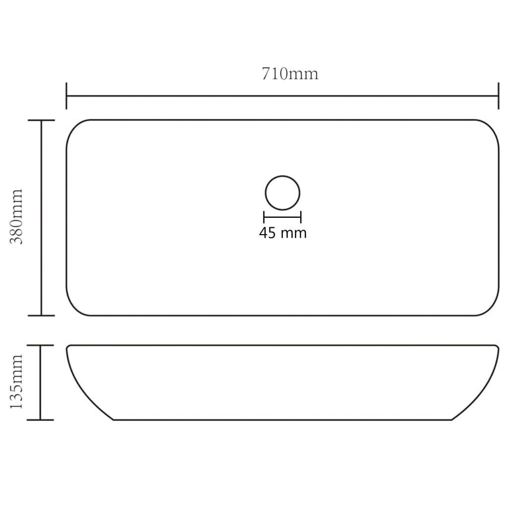 Ylellinen pesuallas suorakaide matta vaaleansininen 71x38 cm hinta ja tiedot | Pesualtaat | hobbyhall.fi