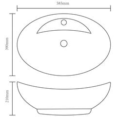 Pesuallas ylivuodolla 58,5x39x21 cm keraaminen hopea hinta ja tiedot | Pesualtaat | hobbyhall.fi