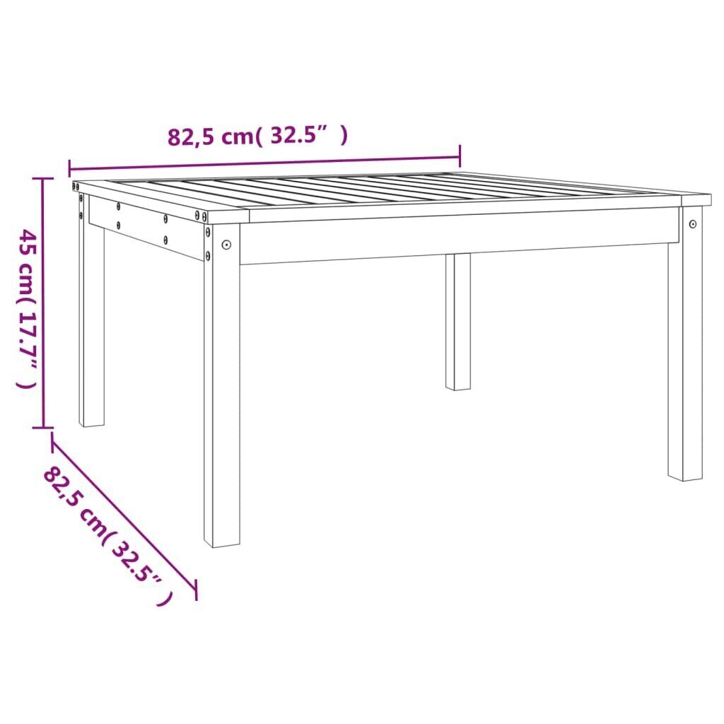 Puutarhapöytä valkoinen 82,5x82,5x45 cm täysi mänty hinta ja tiedot | Puutarhapöydät | hobbyhall.fi