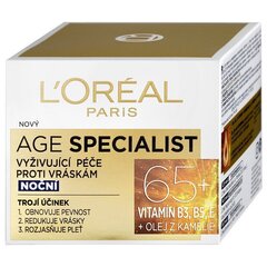 Yökasvovoide ryppyjä vastaan ​​L'Oréal Age Specialist, 50 ml hinta ja tiedot | Kasvovoiteet | hobbyhall.fi