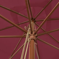 Puutarhan aurinkovarjo puutolppa viininpunainen 300x300x273 cm hinta ja tiedot | Aurinkovarjot ja markiisit | hobbyhall.fi