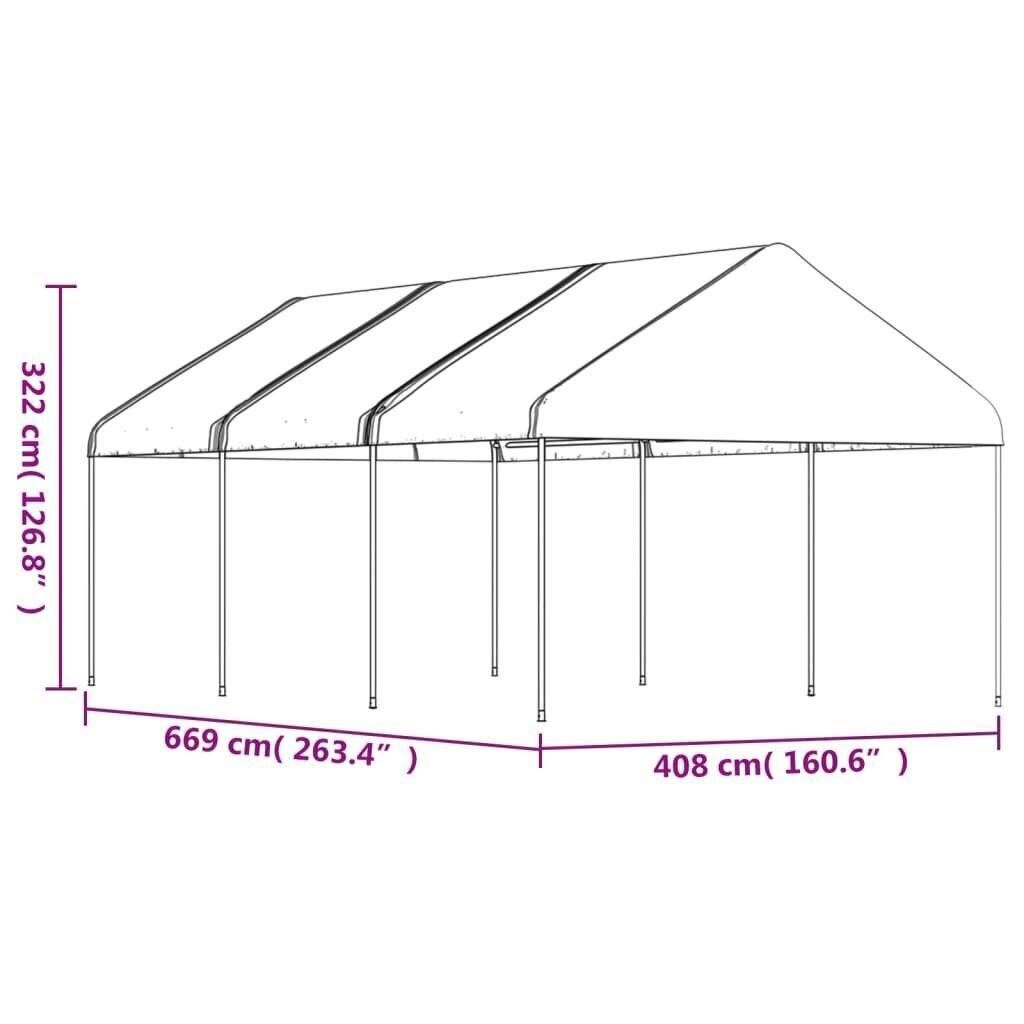 Huvimaja katolla valkoinen 6,69x4,08x3,22 m polyeteeni hinta ja tiedot | Puutarhapaviljongit | hobbyhall.fi