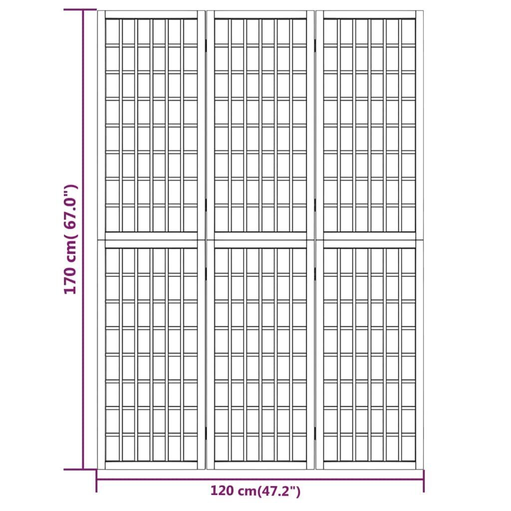 Tilanjakaja 3 paneelia japanilaistyylinen 120x170 cm musta hinta ja tiedot | Sermit ja tilanjakajat | hobbyhall.fi