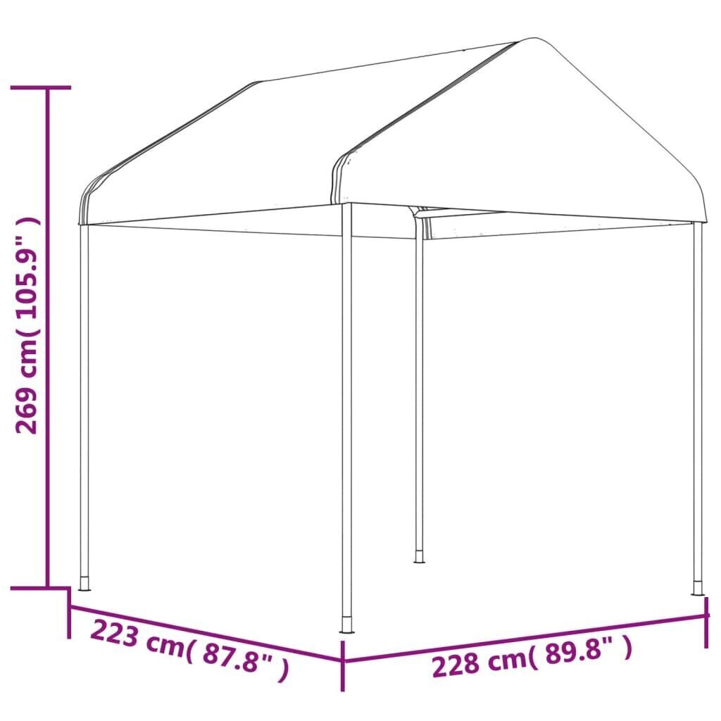 Huvimaja katolla valkoinen 4,46x2,28x2,69 m polyeteeni hinta ja tiedot | Puutarhapaviljongit | hobbyhall.fi