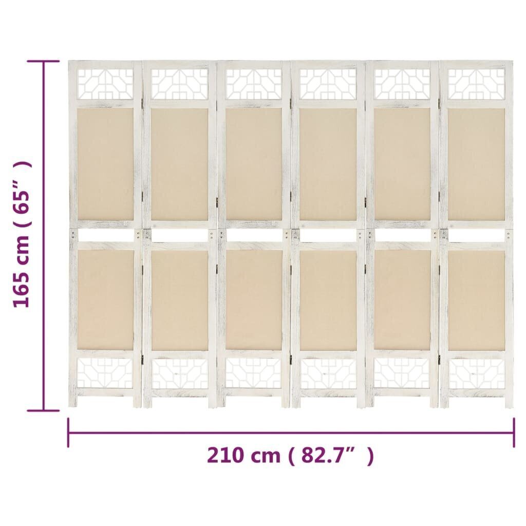 6-paneelinen Tilanjakaja kerma 210x165 cm kangas hinta ja tiedot | Sermit ja tilanjakajat | hobbyhall.fi