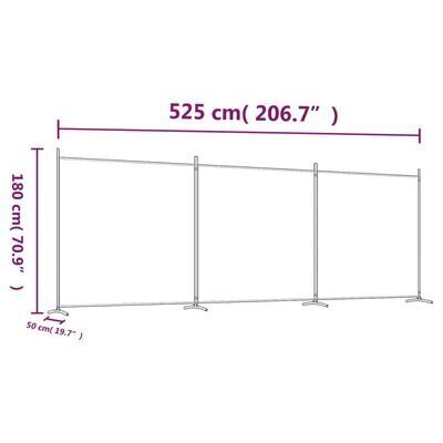 3-paneelinen Tilanjakaja valkoinen 525x180 cm kangas hinta ja tiedot | Sermit ja tilanjakajat | hobbyhall.fi