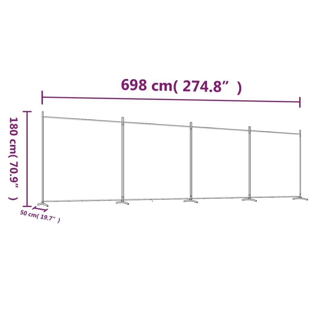 4-paneelinen Tilanjakaja antrasiitti 698x180 cm kangas hinta ja tiedot | Sermit ja tilanjakajat | hobbyhall.fi