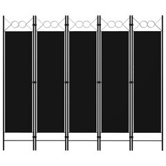 5-paneelinen tilanjakaja 200x180 cm musta hinta ja tiedot | Sermit ja tilanjakajat | hobbyhall.fi