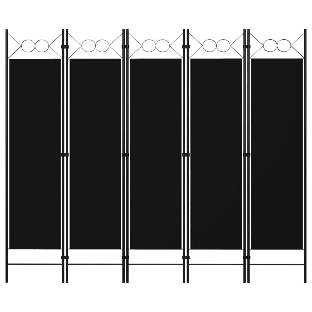 5-paneelinen tilanjakaja 200x180 cm musta hinta ja tiedot | Sermit ja tilanjakajat | hobbyhall.fi