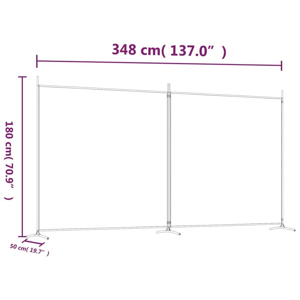 2-paneelinen Tilanjakaja ruskea 348x180 cm kangas hinta ja tiedot | Sermit ja tilanjakajat | hobbyhall.fi