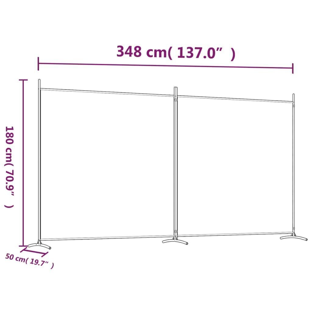 2-paneelinen Tilanjakaja musta 348x180 cm kangas hinta ja tiedot | Sermit ja tilanjakajat | hobbyhall.fi