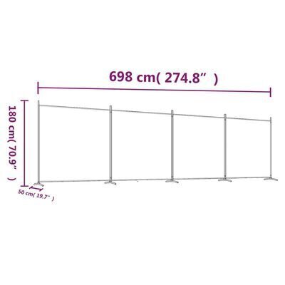 4-paneelinen Tilanjakaja valkoinen 698x180 cm kangas hinta ja tiedot | Sermit ja tilanjakajat | hobbyhall.fi