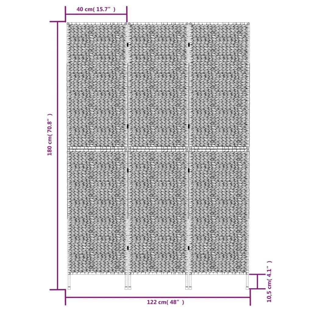 Tilanjakaja 3-paneelinen 122x180 cm vesihyasintti musta hinta ja tiedot | Sermit ja tilanjakajat | hobbyhall.fi