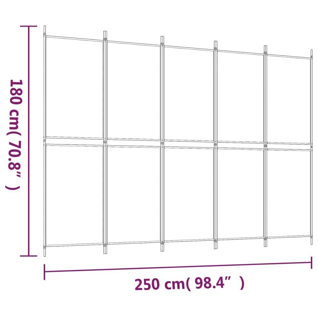 5-paneelinen Tilanjakaja antrasiitti 250x180 cm kangas hinta ja tiedot | Sermit ja tilanjakajat | hobbyhall.fi