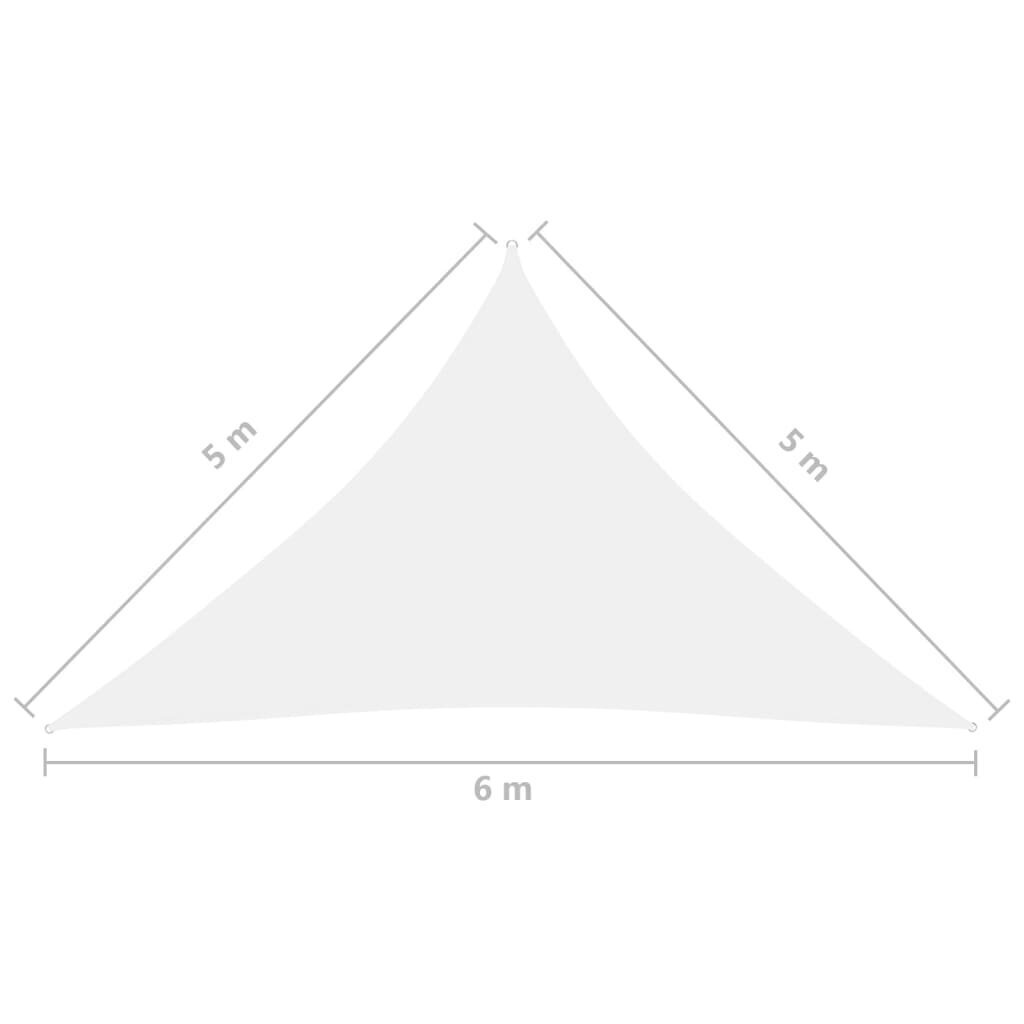 Aurinkopurje Oxford-kangas kolmio 5x5x6 m valkoinen hinta ja tiedot | Aurinkovarjot ja markiisit | hobbyhall.fi