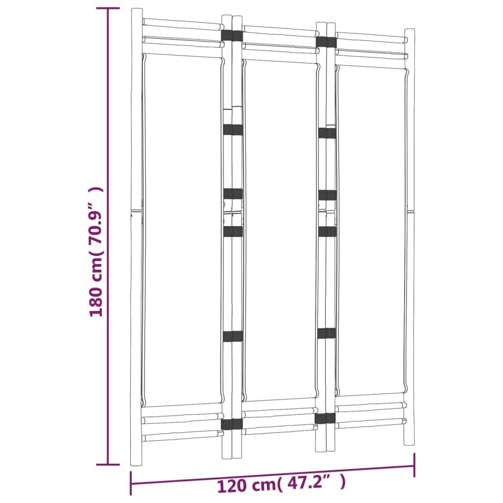 Kokoontaitettava tilanjakaja 3 paneelia 120 cm bambu ja kangas hinta ja tiedot | Sermit ja tilanjakajat | hobbyhall.fi