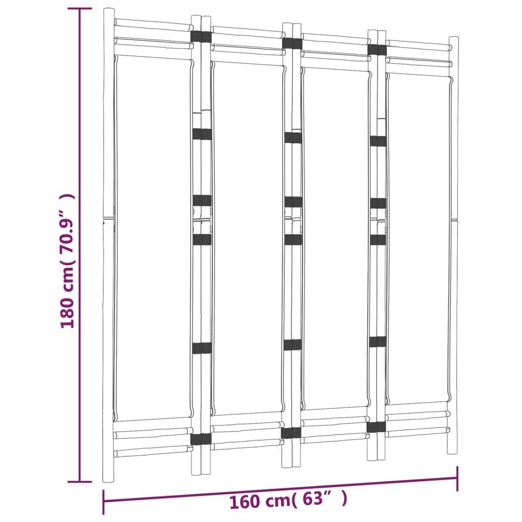 Kokoontaitettava tilanjakaja 4 paneelia 160 cm bambu ja kangas hinta ja tiedot | Sermit ja tilanjakajat | hobbyhall.fi