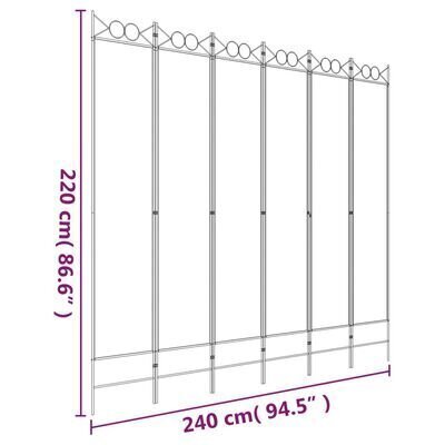 6-paneelinen Tilanjakaja valkoinen 240x220 cm kangas hinta ja tiedot | Sermit ja tilanjakajat | hobbyhall.fi