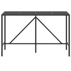 Baaripöytä lasipöytälevyllä musta 180x70x110 cm polyrottinki hinta ja tiedot | Puutarhapöydät | hobbyhall.fi