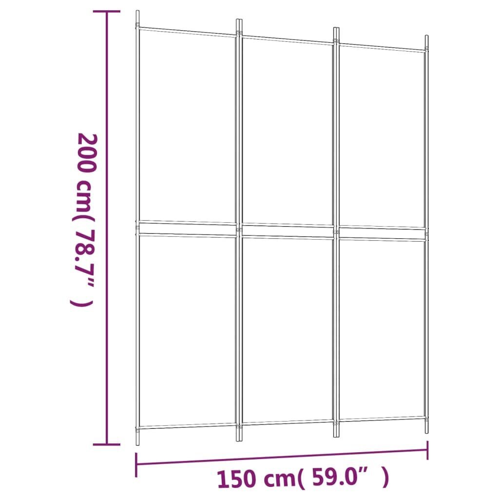 3-paneelinen Tilanjakaja valkoinen 150x200 cm kangas hinta ja tiedot | Sermit ja tilanjakajat | hobbyhall.fi