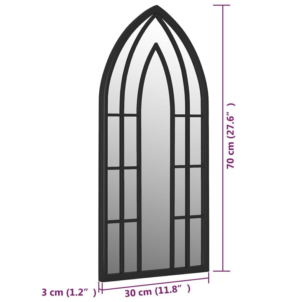 Puutarhapeili musta 70x30 cm rauta ulkokäyttöön hinta ja tiedot | Peilit | hobbyhall.fi