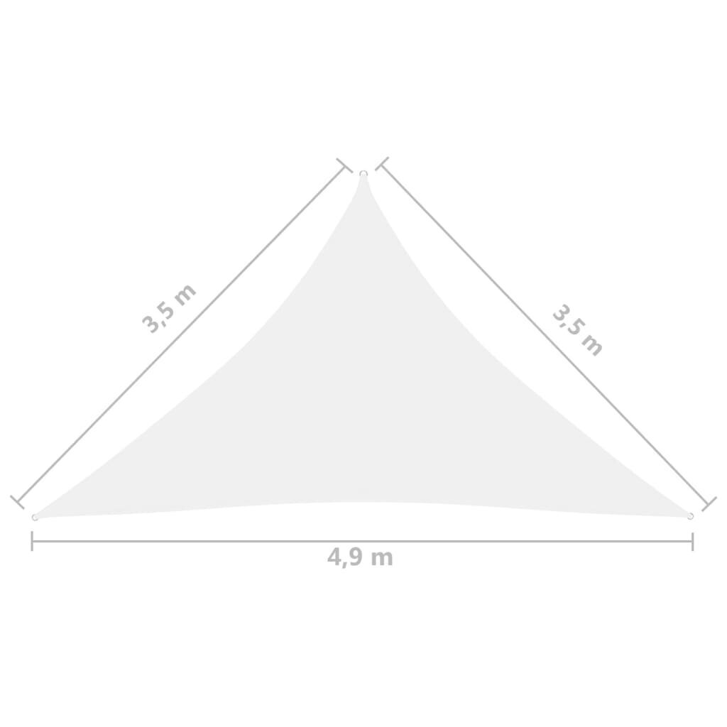 Aurinkopurje Oxford-kangas kolmio 3,5x3,5x4,9 m valkoinen hinta ja tiedot | Aurinkovarjot ja markiisit | hobbyhall.fi