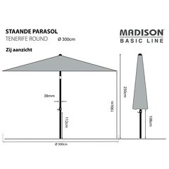 Madison Päivänvarjo Tenerife 300 cm pyöreä omenanvihreä hinta ja tiedot | Aurinkovarjot ja markiisit | hobbyhall.fi