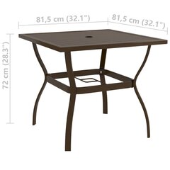 Puutarhapöytä ruskea 81,5x81,5x72 cm teräs hinta ja tiedot | Puutarhapöydät | hobbyhall.fi