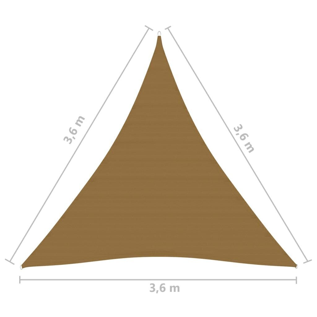 Aurinkopurje 160 g/m² harmaanruskea 3,6x3,6x3,6 m HDPE hinta ja tiedot | Aurinkovarjot ja markiisit | hobbyhall.fi