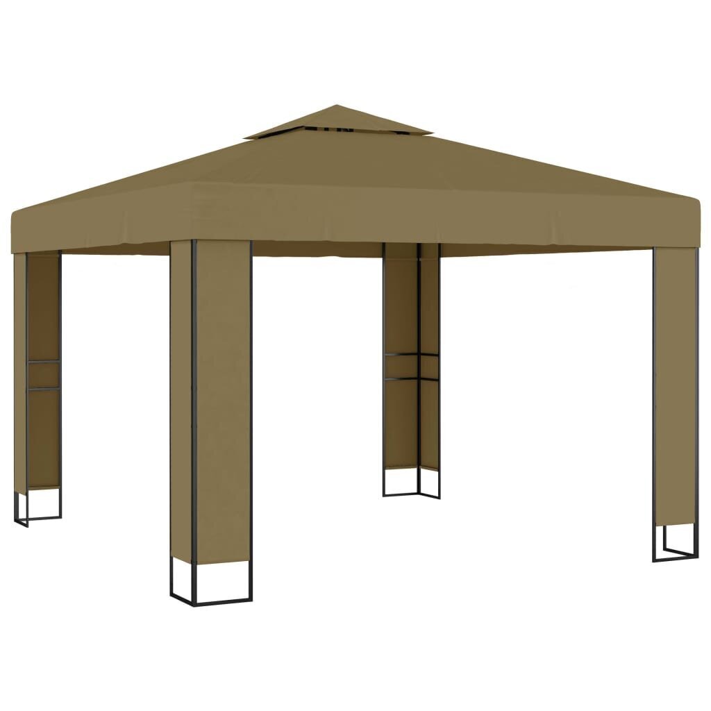 Huvimaja kaksoiskatolla 3x3x2,7 m ruskeanharmaa 180 g/m² hinta ja tiedot | Puutarhapaviljongit | hobbyhall.fi