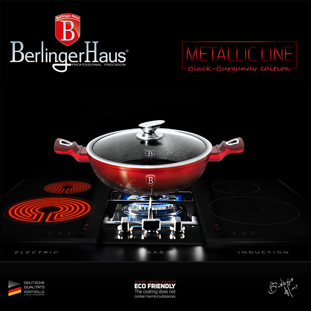 Berlinger Haus Kannellinen kattila Metallic Line Black Burgundy Edition, 28 cm hinta ja tiedot | Kattilat ja painekattilat | hobbyhall.fi