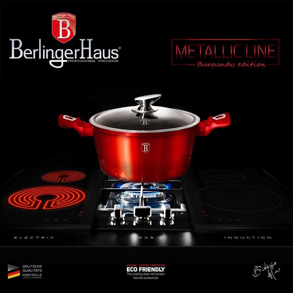 Berlinger Haus Metallic Line Burgundy kattilat ja keittiötyökalusetti, 18 kpl hinta ja tiedot | Kattilat ja painekattilat | hobbyhall.fi