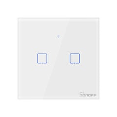 Smart Touch Switch Sonoff T0EU2C-TX, 2 kanavaa, 600W/kanava, 230VAC, Ohjataan kosketuspainikkeella, sovellus, Wi-Fi, ääniohjaus hinta ja tiedot | Turvajärjestelmien ohjaimet | hobbyhall.fi