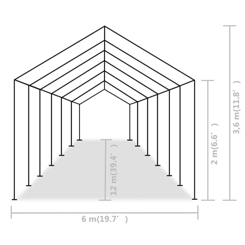 Juhlateltta PE 6x12 m harmaa hinta ja tiedot | Puutarhapaviljongit | hobbyhall.fi