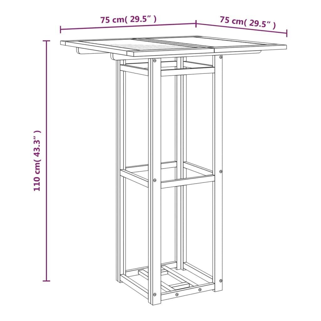 Bistropöytä 75x75x110 cm täysi akaasiapuu hinta ja tiedot | Puutarhapöydät | hobbyhall.fi