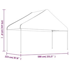 Huvimaja katolla valkoinen 5,88x2,23x3,75 m polyeteeni hinta ja tiedot | Puutarhapaviljongit | hobbyhall.fi