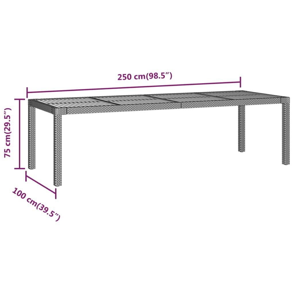 Puutarhapöytä harmaa 250x100x75cm polyrottinki hinta ja tiedot | Puutarhapöydät | hobbyhall.fi