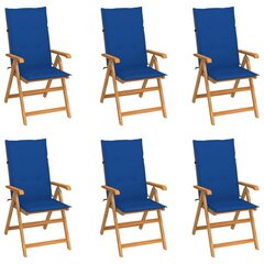 Puutarhatuolit sinisillä tyynyillä, 6 kpl, ruskea hinta ja tiedot | Puutarhatuolit | hobbyhall.fi