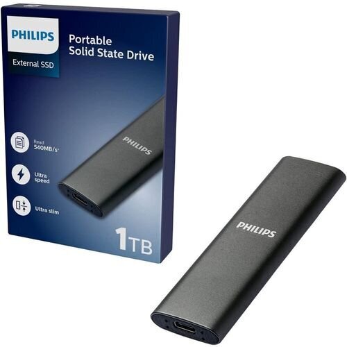 Philips Ulkoinen SSD 1 Tt Ultra speed Space harmaa hinta ja tiedot | Kovalevyt | hobbyhall.fi