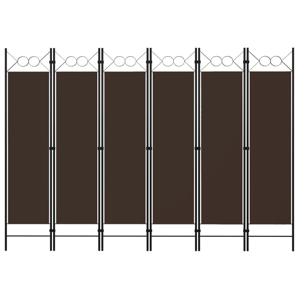 6-paneelinen tilanjakaja ruskea 240x180 cm hinta ja tiedot | Sermit ja tilanjakajat | hobbyhall.fi