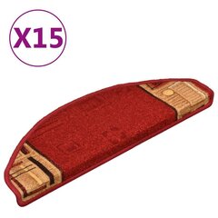 Itsekiinnittyvät porrasmatot 15 kpl punainen 65x21x4 cm hinta ja tiedot | Isot matot | hobbyhall.fi