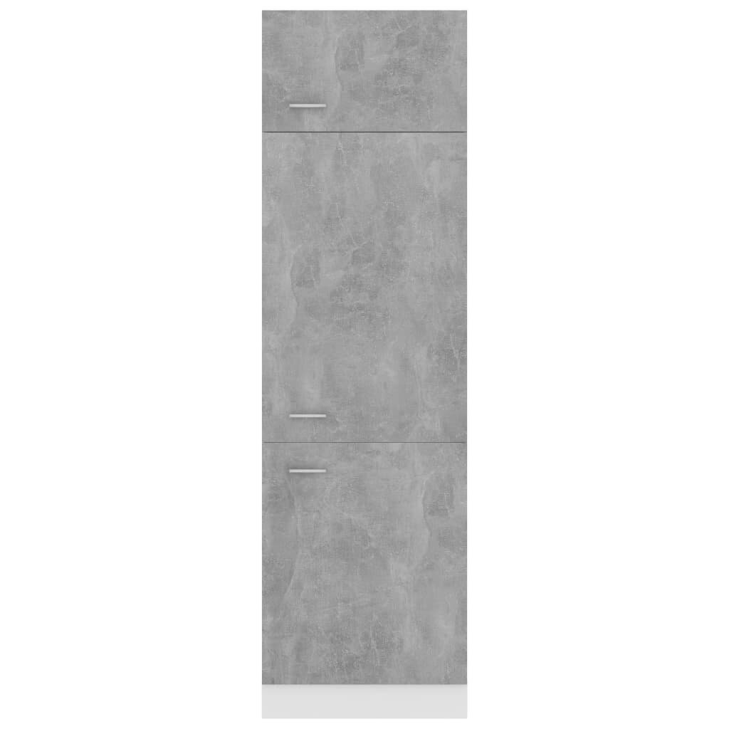 Kaappi jääkaapille betoninharmaa 60x57x207 cm lastulevy hinta ja tiedot | Keittiön kaapit | hobbyhall.fi