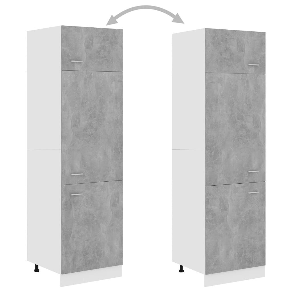 Kaappi jääkaapille betoninharmaa 60x57x207 cm lastulevy hinta ja tiedot | Keittiön kaapit | hobbyhall.fi