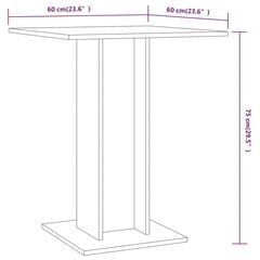 Bistropöytä ruskea tammi 60x60x75 cm tekninen puu hinta ja tiedot | Ruokapöydät | hobbyhall.fi